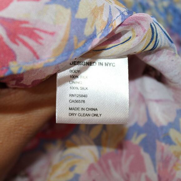 INTERMIX Lucy Silk Off-the-Shoulder Smocked Floral Long Sleeve Top | Small - Picture 10 of 10